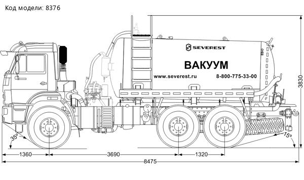 Вакуумная машина МВ-10 КО УСТ 5453 на шасси Камаз 43118 