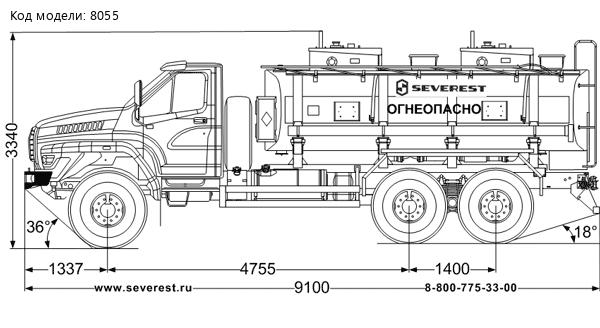 Автотопливозаправщик АТЗ-11-2 УСТ 5453 Урал NEXT 4320-6951-74Г38