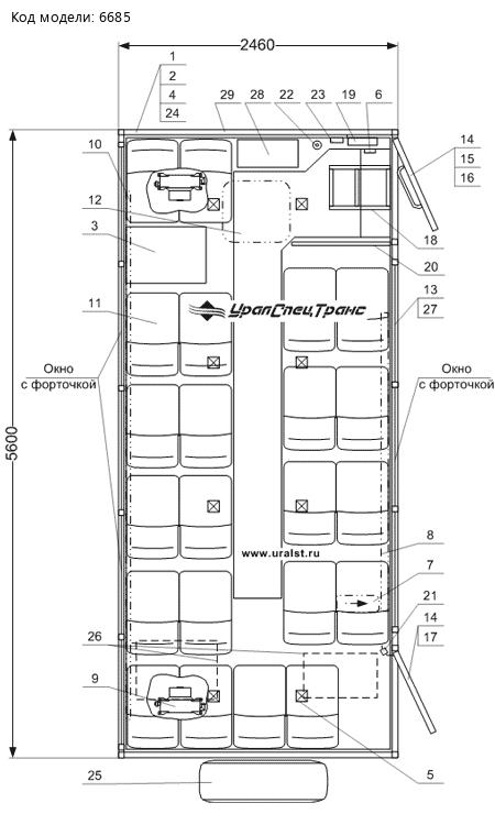Планировка вахтового автобуса Камаз 43118RF