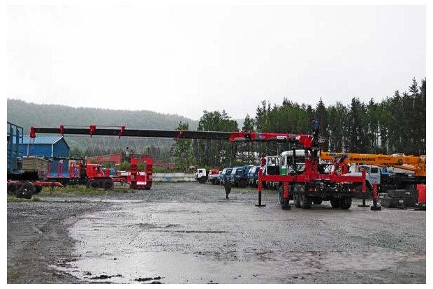 Кран манипулятор Kanglim KS-2056H с буровой навеской